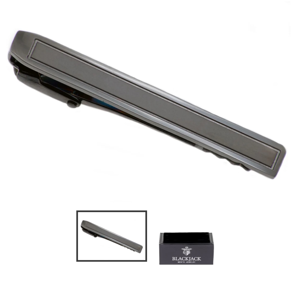 Mens Black Stainless Steel Tie Clip